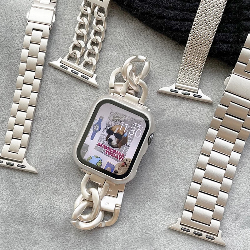Starlight Stainless Steel Apple Watch Band