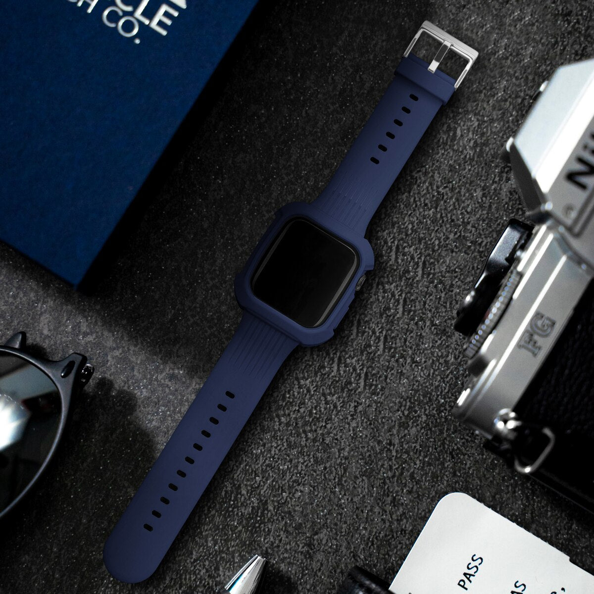 Silicone Strap with Case for Apple Watch Band