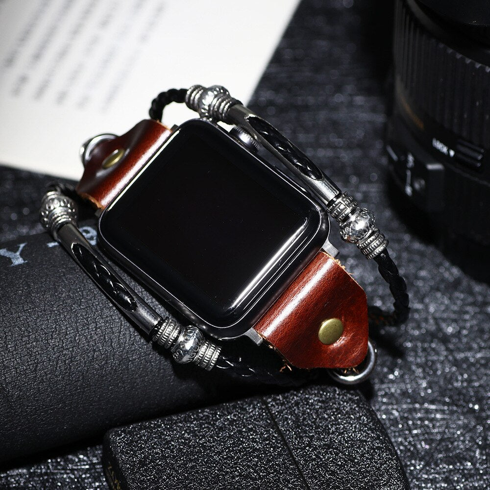 Apple Watch Brown Leather Band Loop Strap