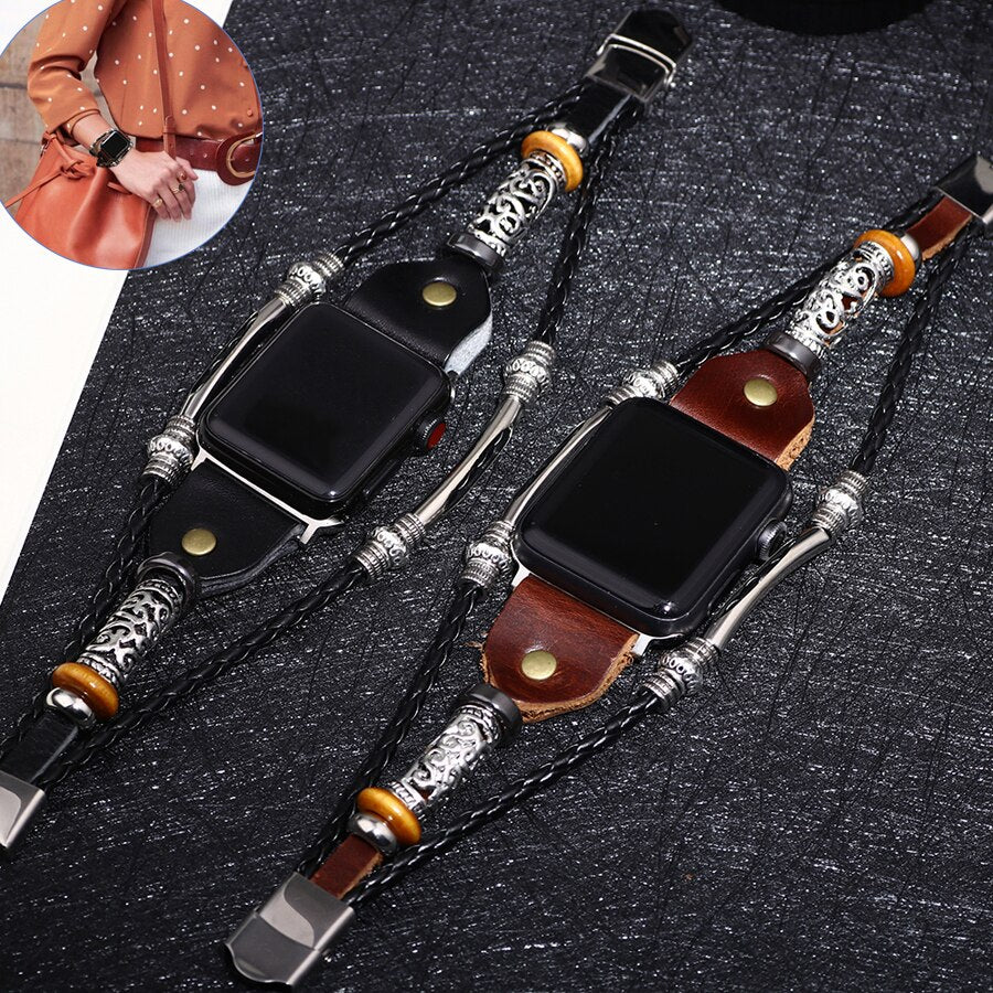 Apple Watch Brown Leather Band Loop Strap