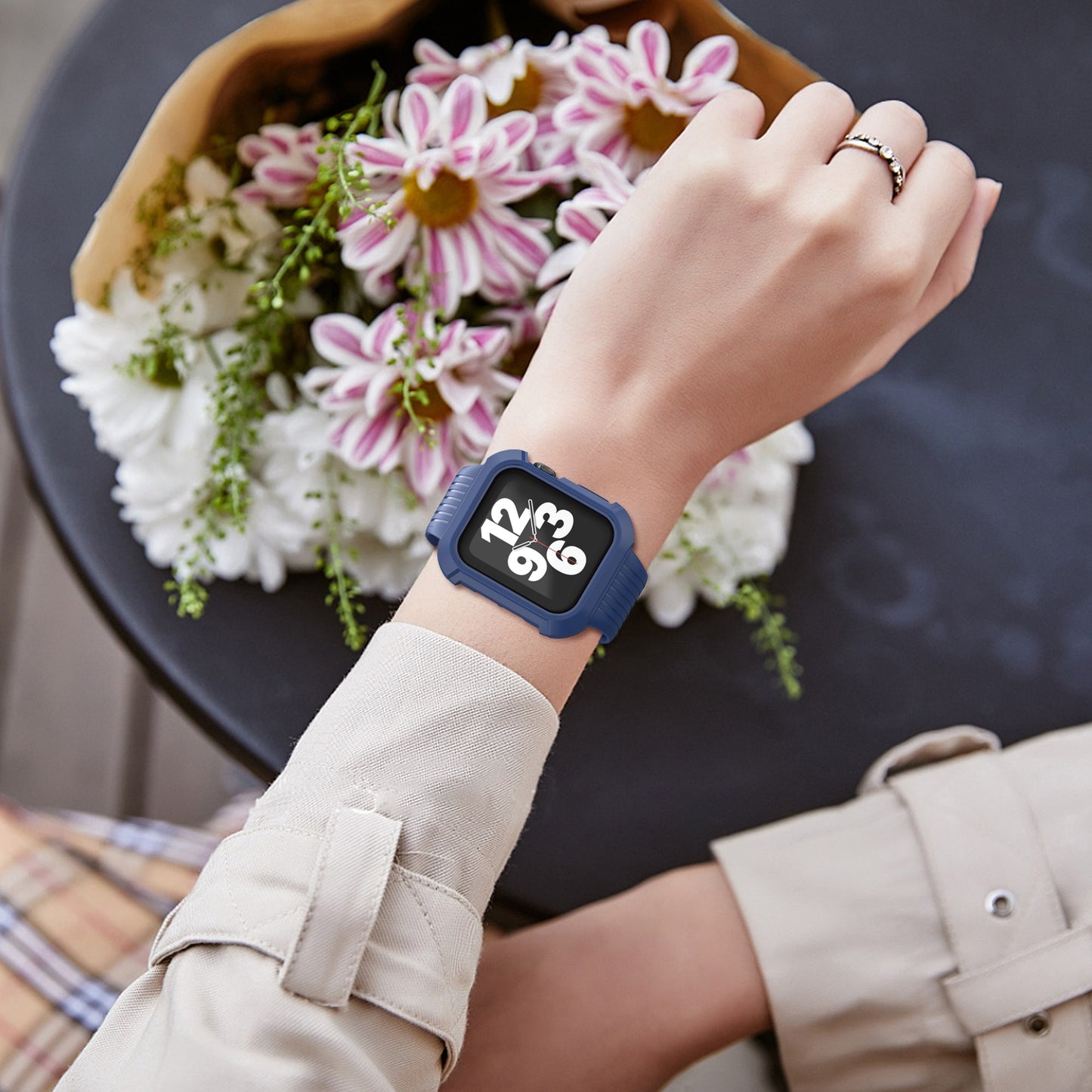 Silicone Strap with Case for Apple Watch Band