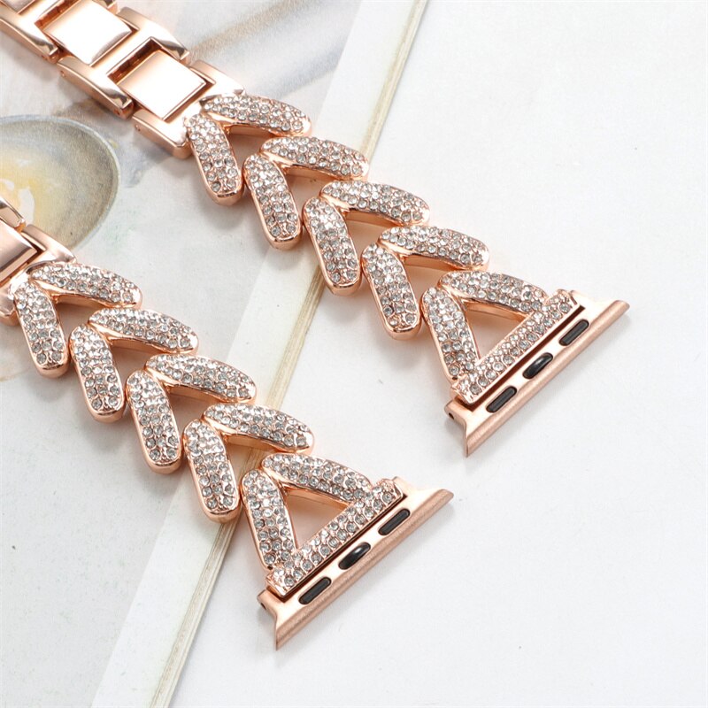 Apple Watch Steel Luxury Chain Strap+Case Bracelet