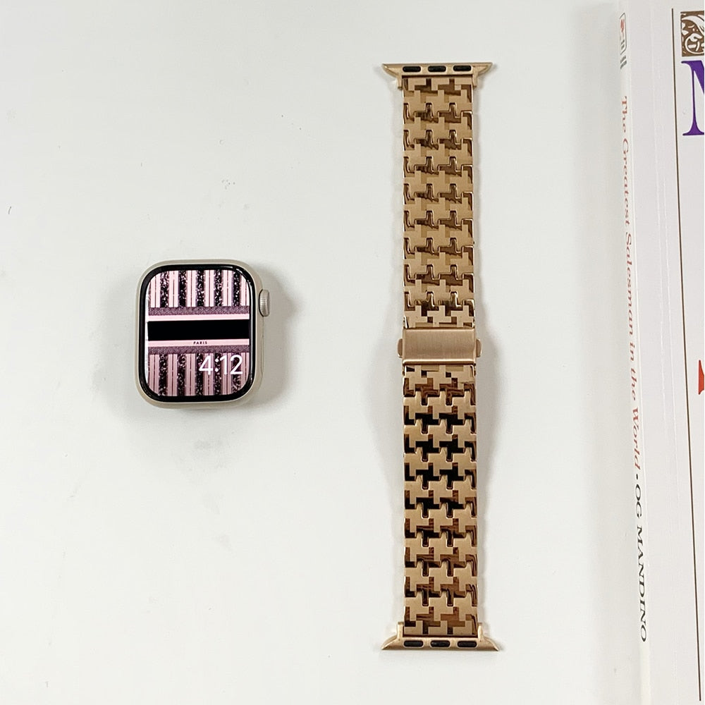 Women Gold Wristband for Apple Watch Band