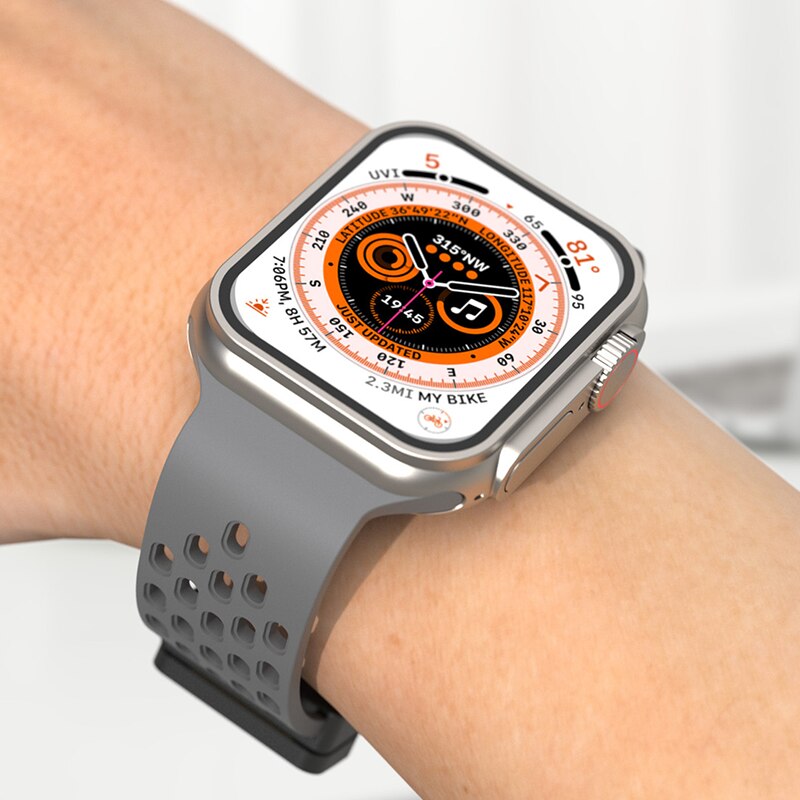 Silicone Strap For Apple Watch Ultra band + Magnetic Buckle Bracelet