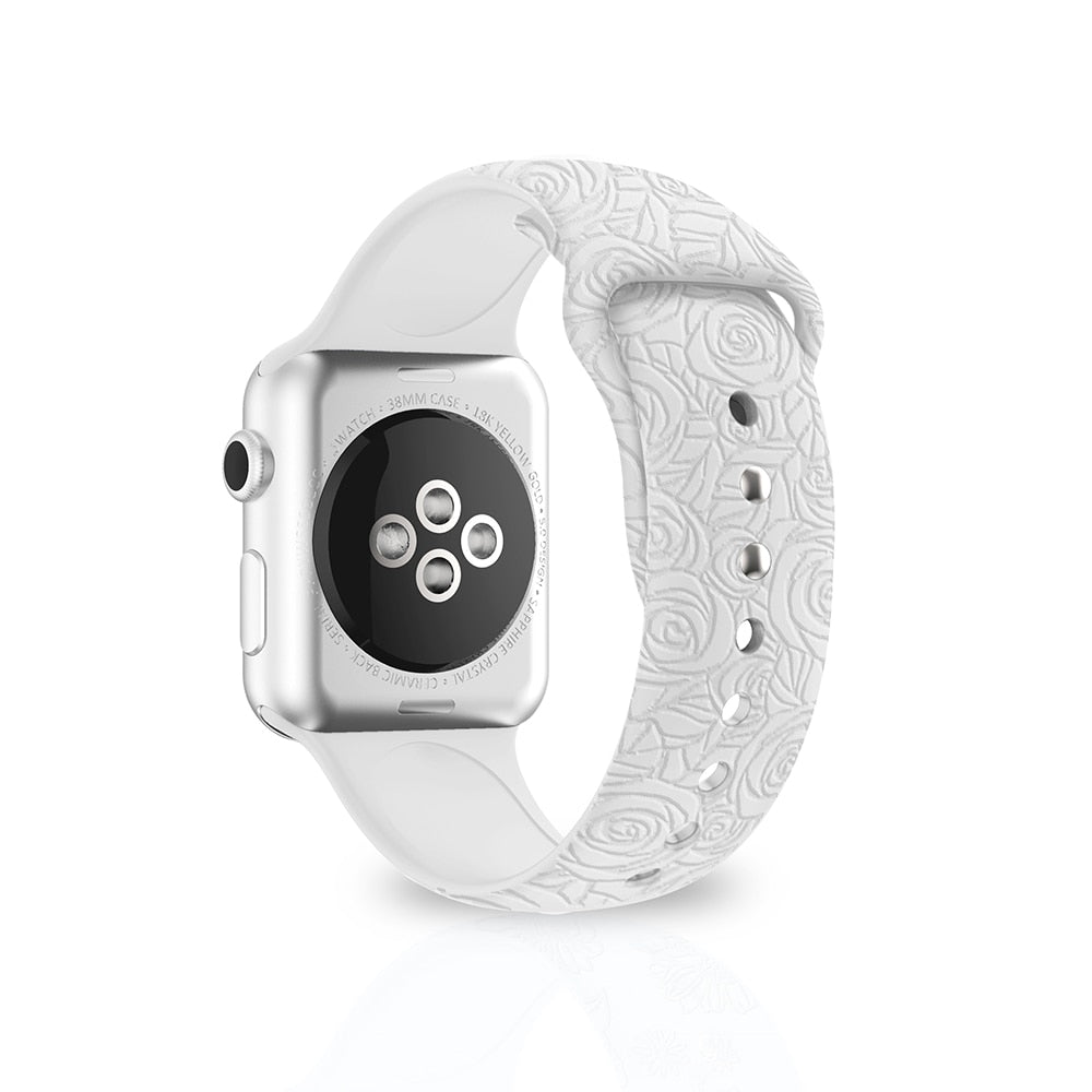 Apple Watch Flower Engraved Silicone Strap
