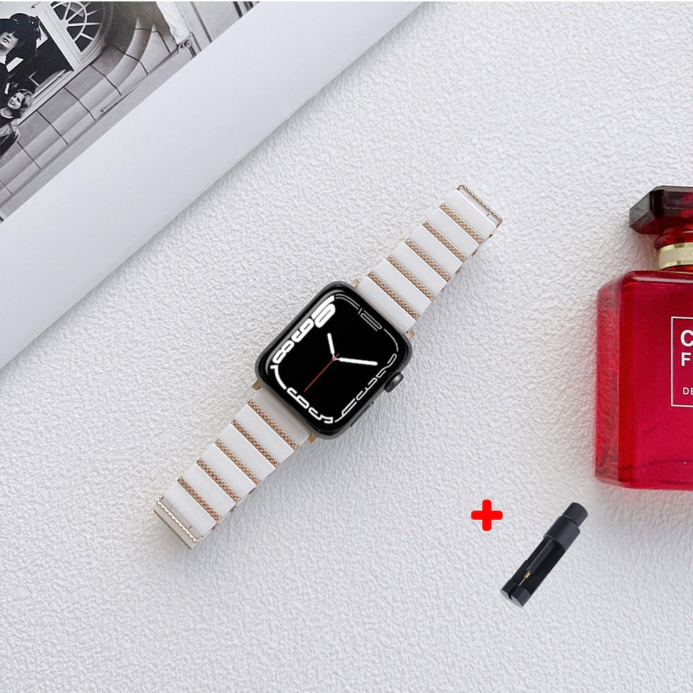 Ceramic Metal Apple Watch Strap