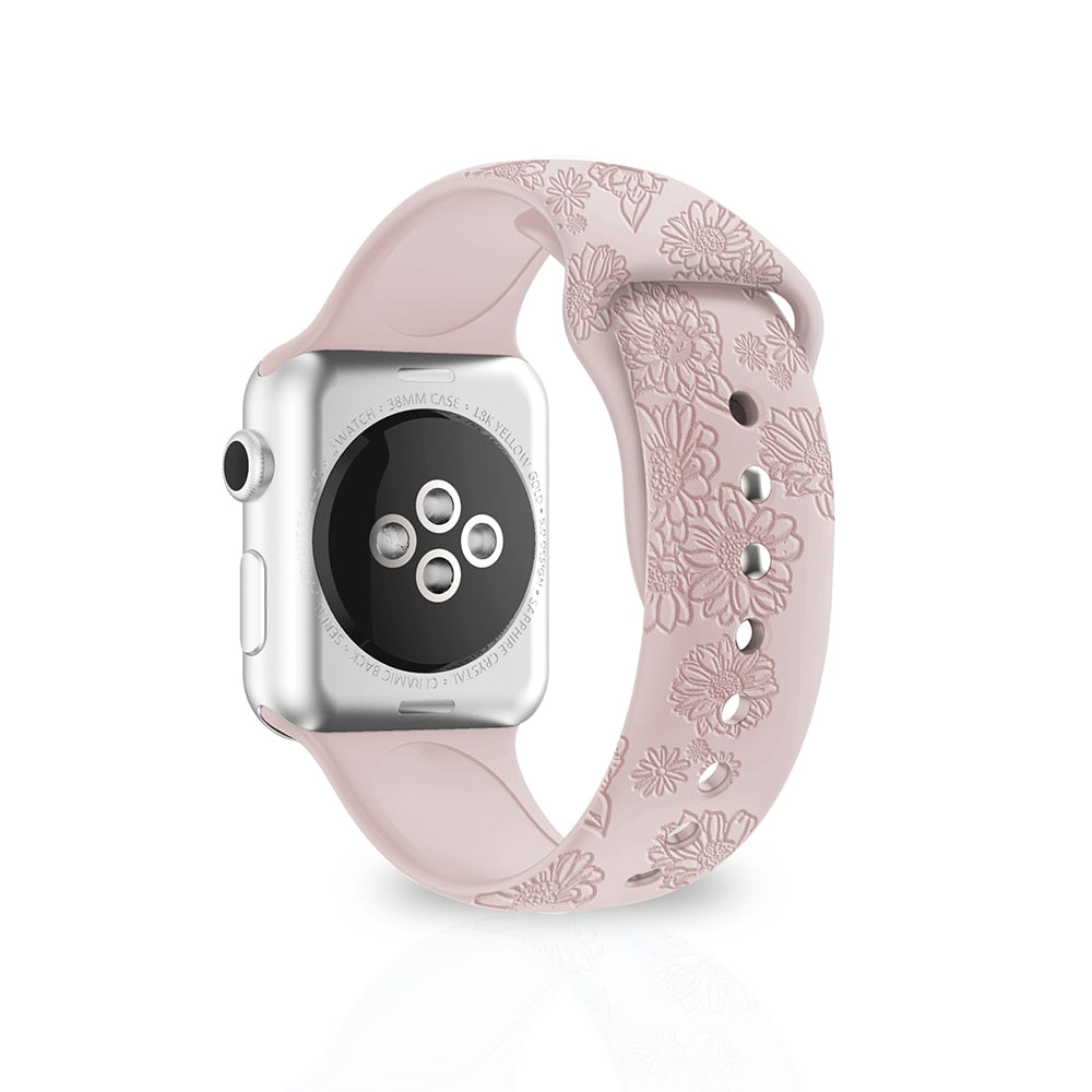 Apple Watch Flower Engraved Silicone Strap