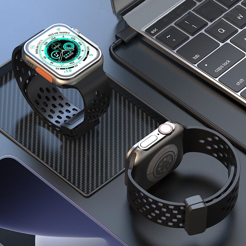 Silicone Strap For Apple Watch Ultra band + Magnetic Buckle Bracelet