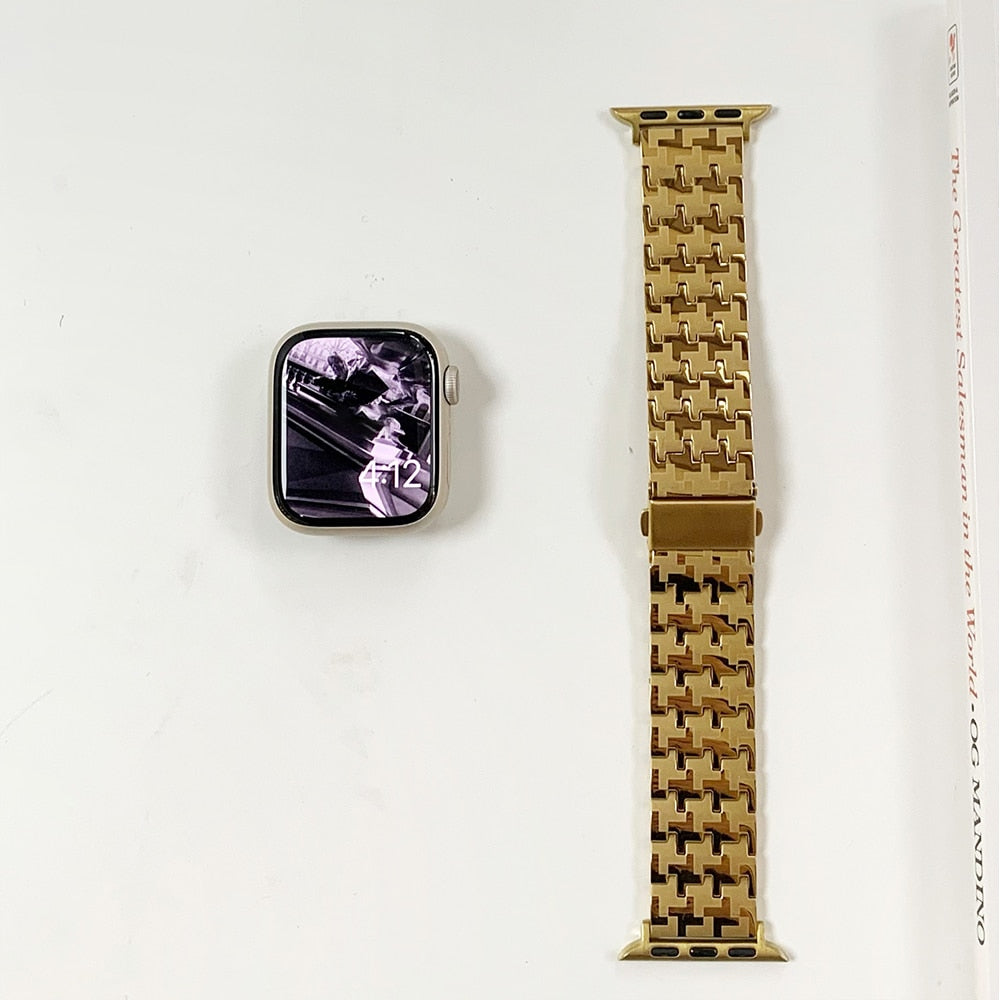 Women Gold Wristband for Apple Watch Band