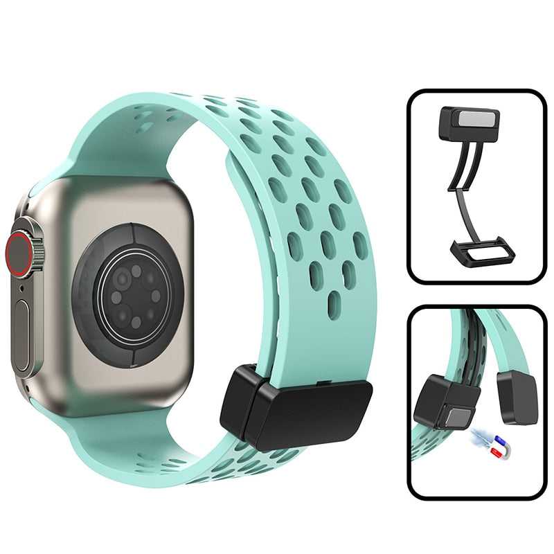 Silicone Strap For Apple Watch Ultra band + Magnetic Buckle Bracelet