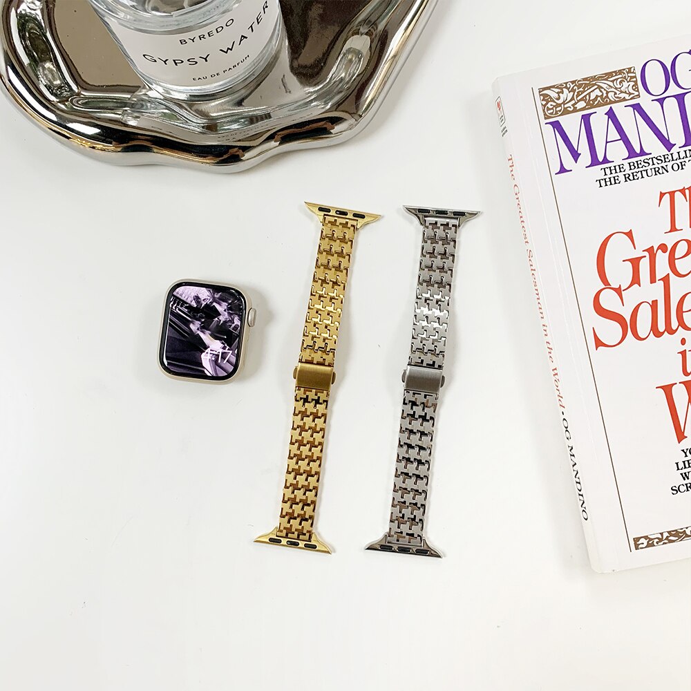 Women Gold Wristband for Apple Watch Band