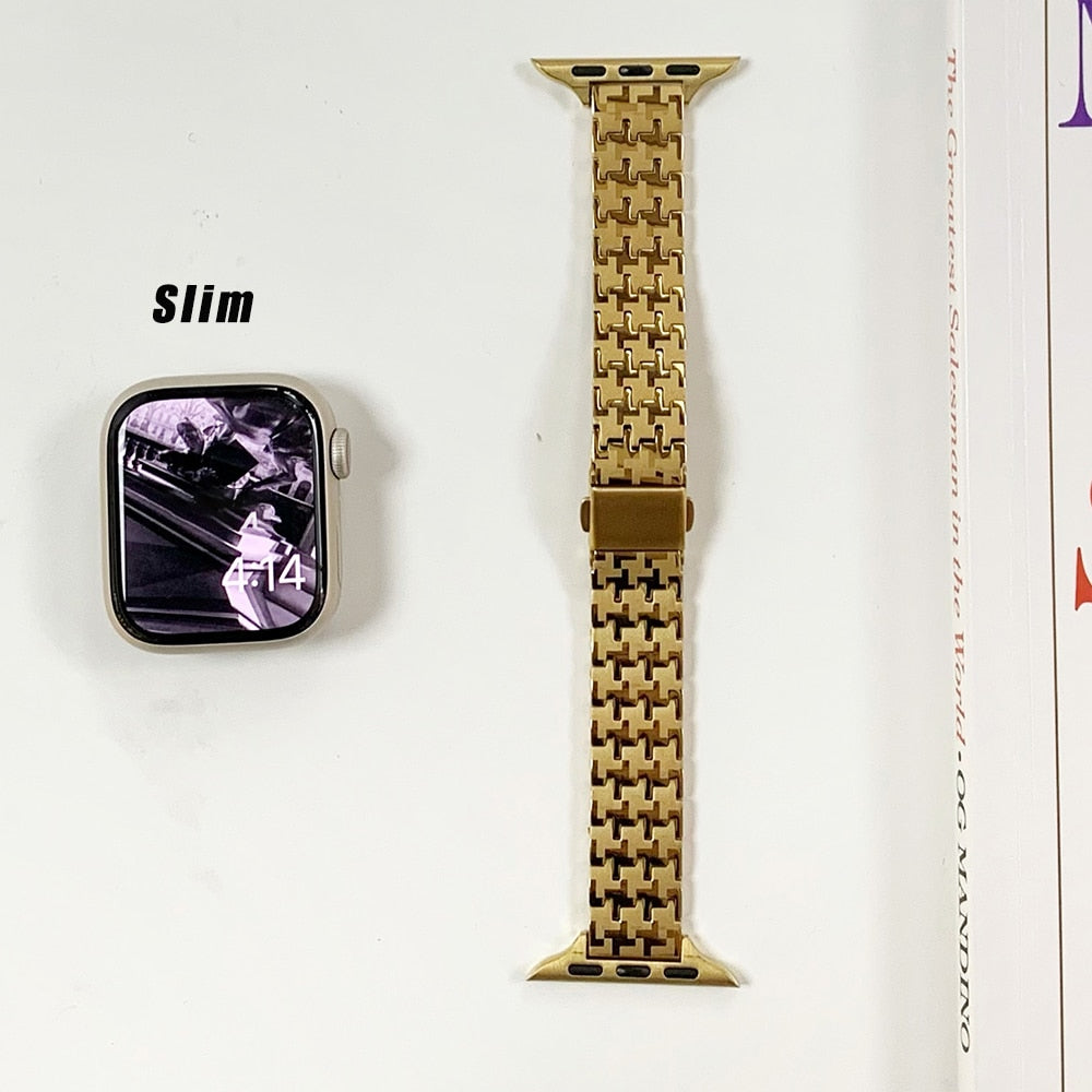 Women Gold Wristband for Apple Watch Band