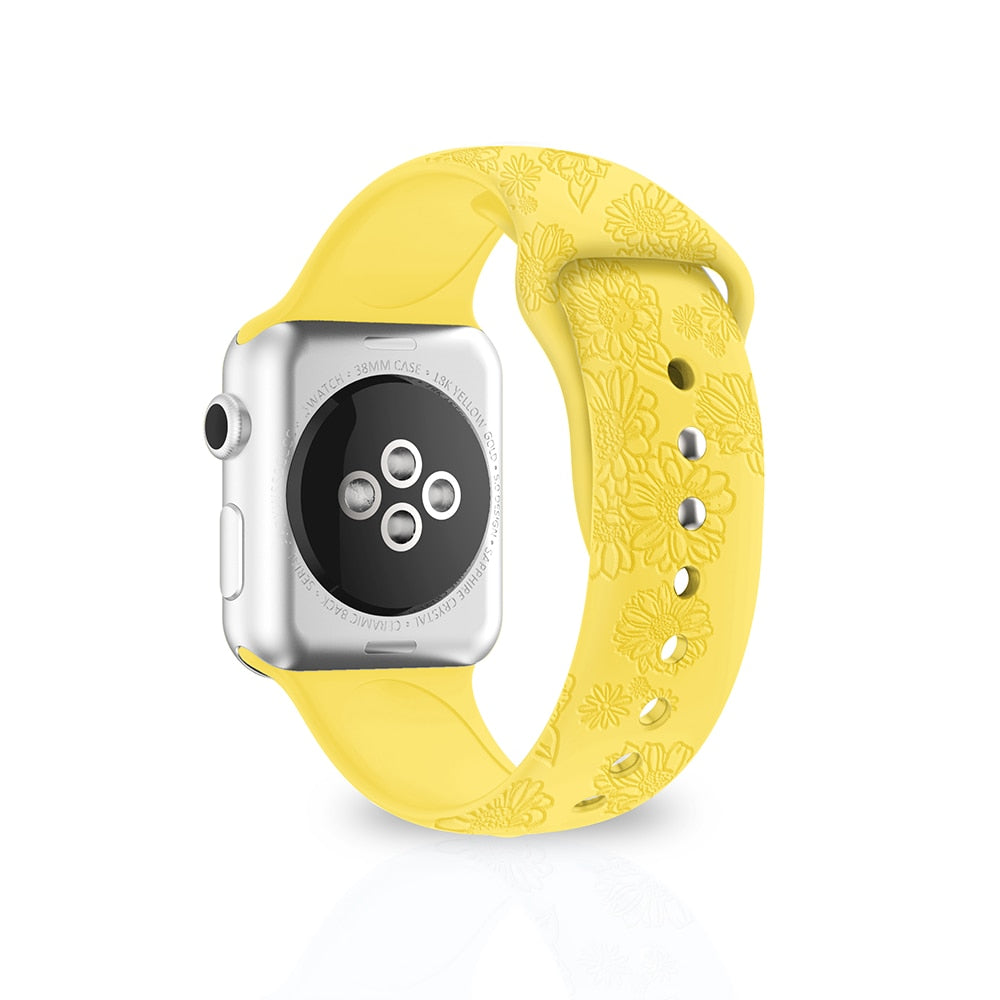 Apple Watch Flower Engraved Silicone Strap