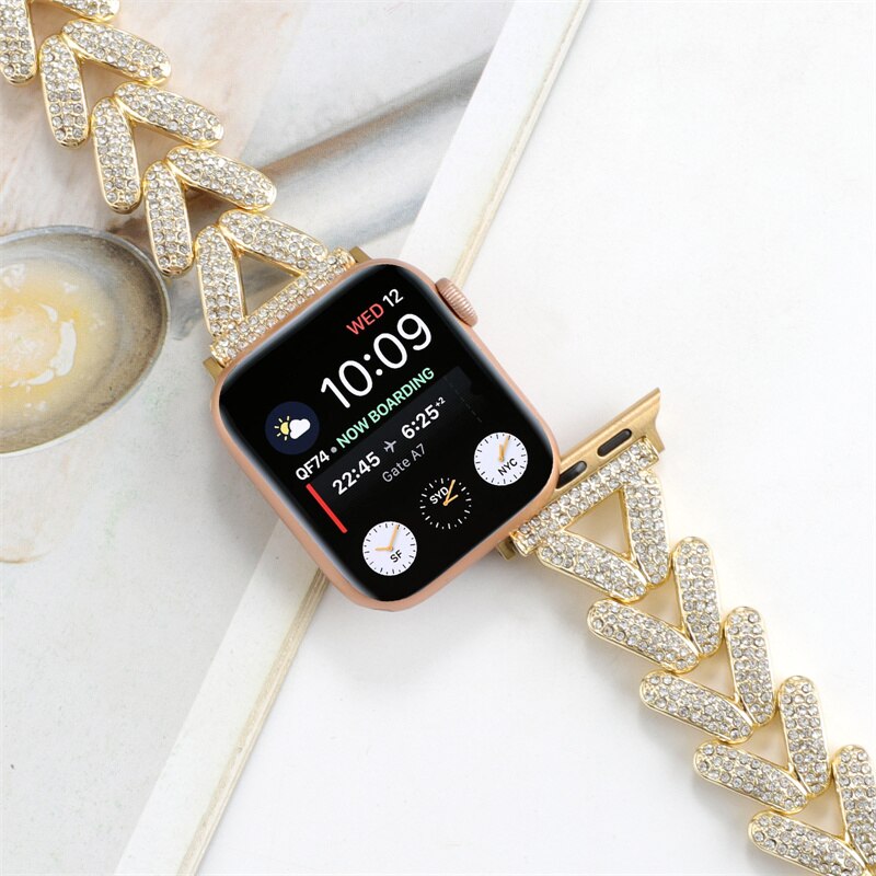 Apple Watch Steel Luxury Chain Strap+Case Bracelet