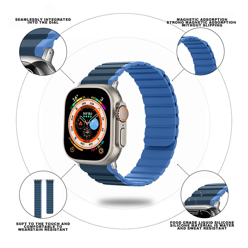 Silicone Magnetic loop for Apple Watch Band