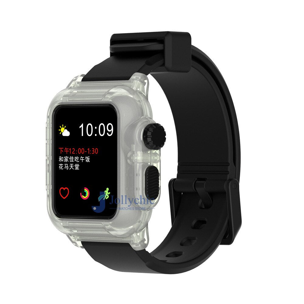 Silicone Band+Case For Apple Watch Strap