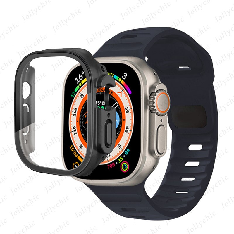 Silicone Sport Band+Case for Apple Watch Ultra Band Case Strap