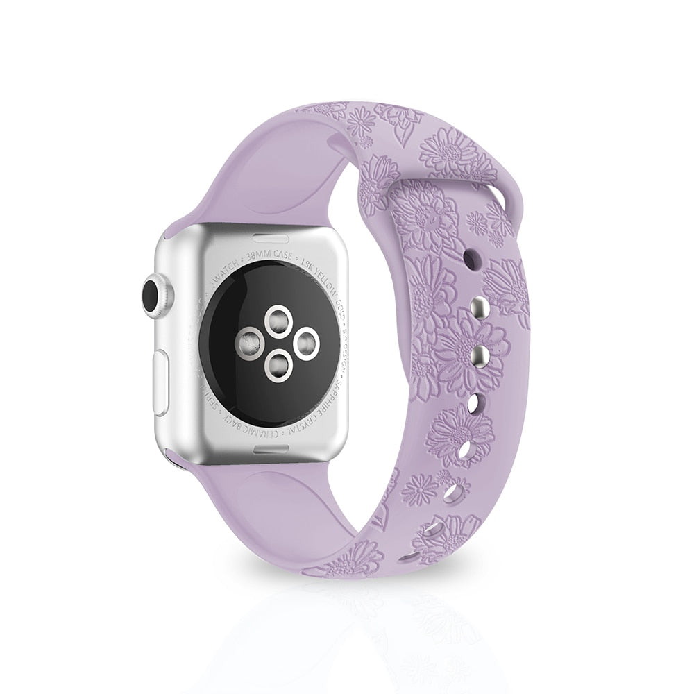 Apple Watch Flower Engraved Silicone Strap