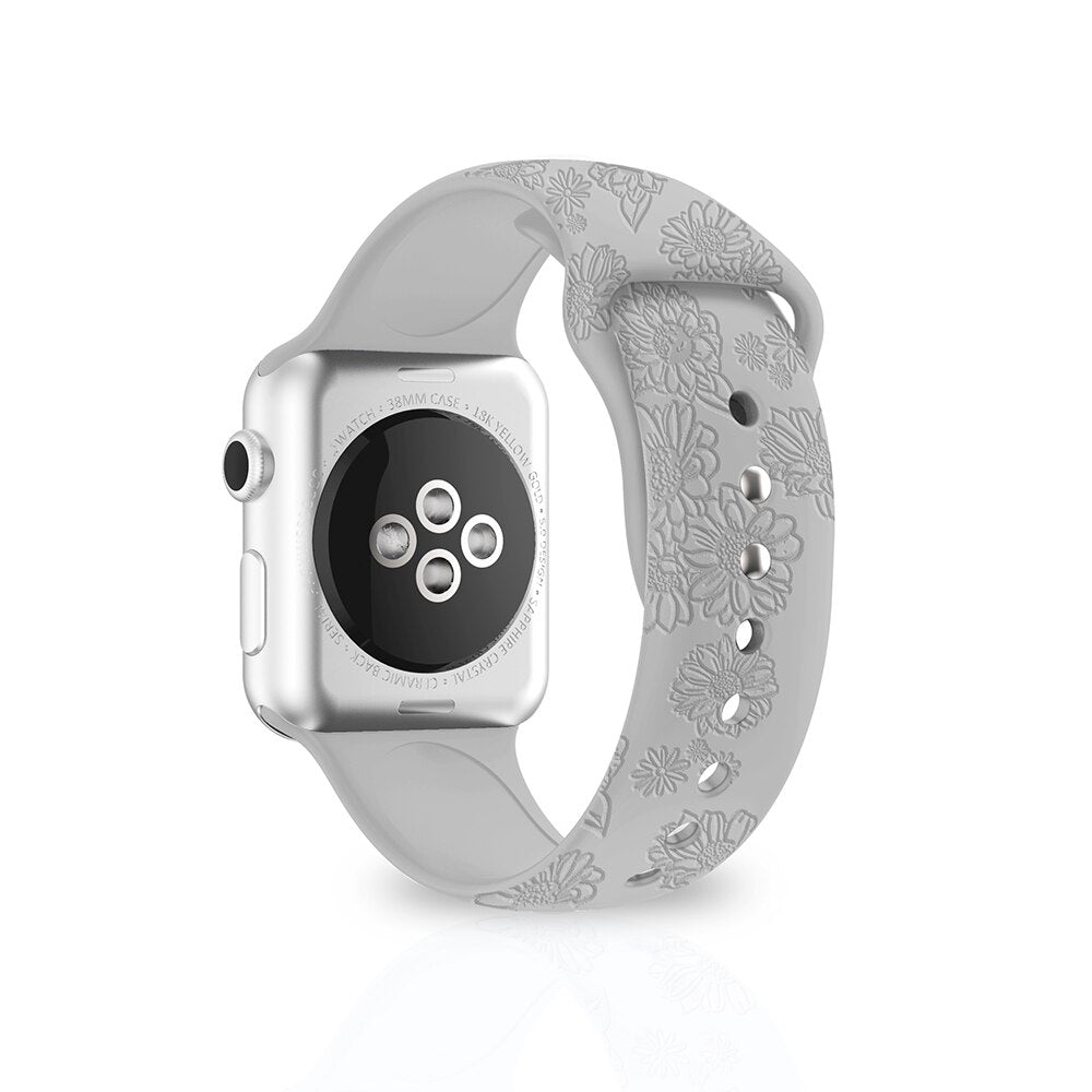 Apple Watch Flower Engraved Silicone Strap