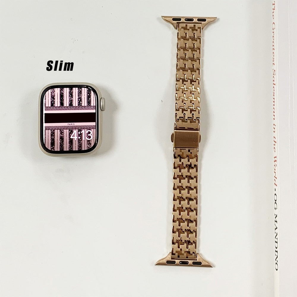 Women Gold Wristband for Apple Watch Band