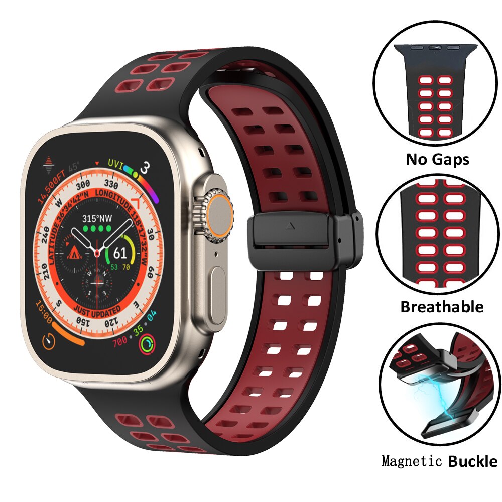 Magnetic buckle Silicone Strap For Apple Watch band