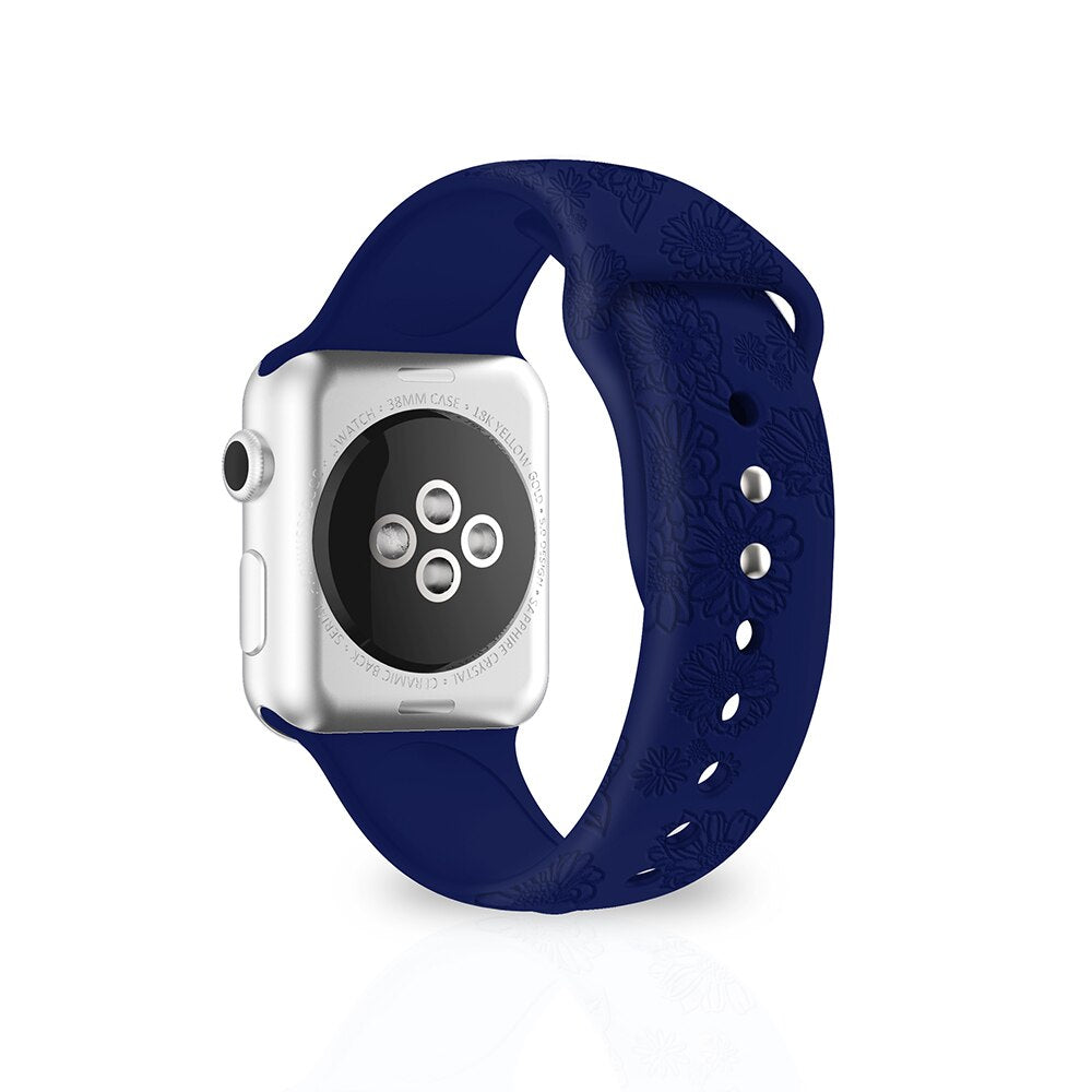 Apple Watch Flower Engraved Silicone Strap
