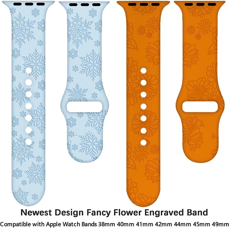 Apple Watch Flower Engraved Silicone Strap