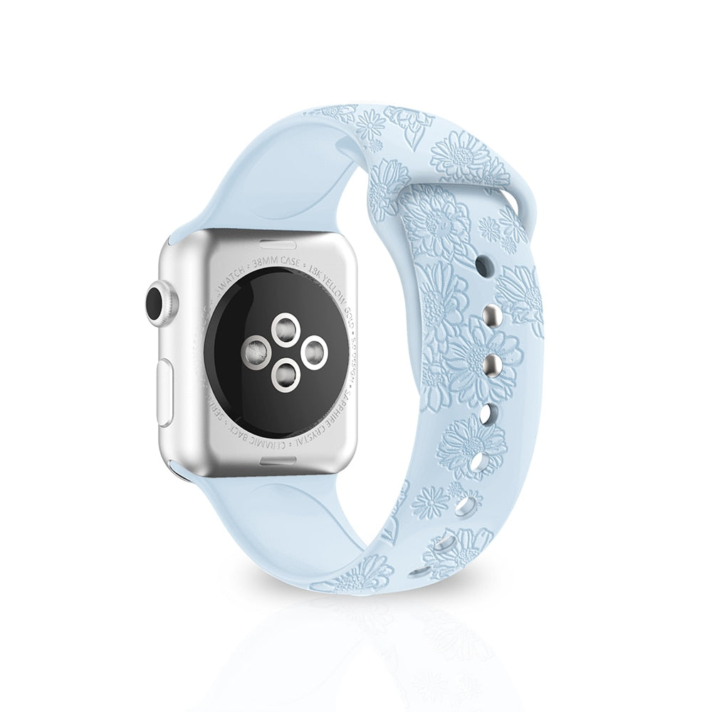Apple Watch Flower Engraved Silicone Strap