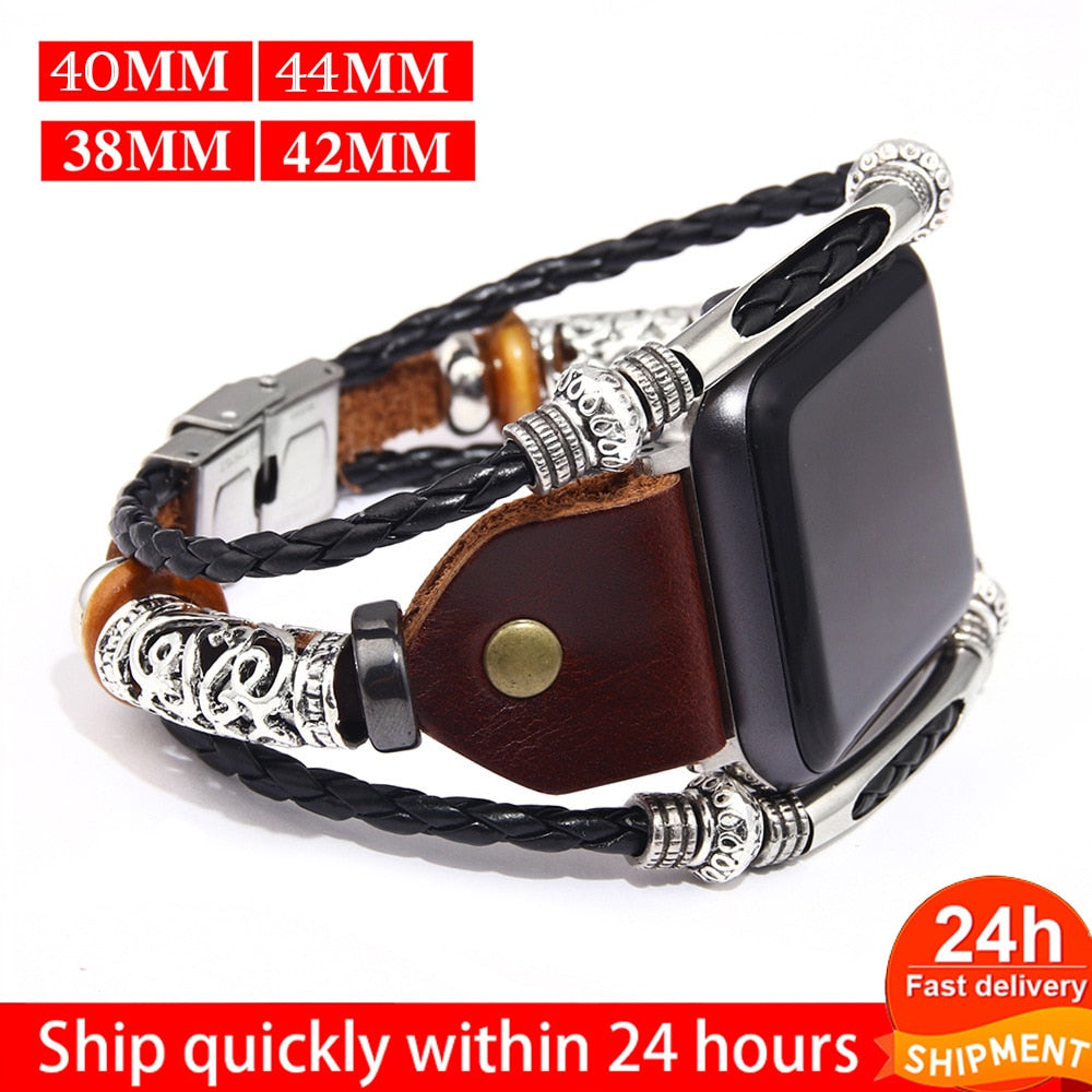 Apple Watch Brown Leather Band Loop Strap