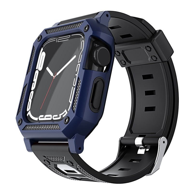 Silicone Strap For Apple Watch Case Bezel + TPU Band