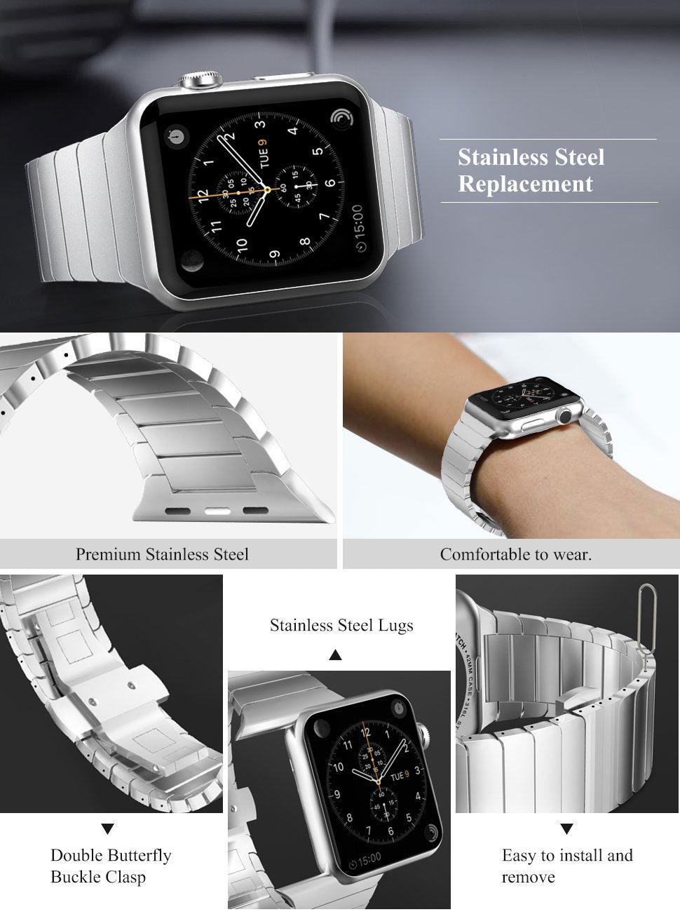 Stainless Steel Strap Apple Watch - arleathercraft
