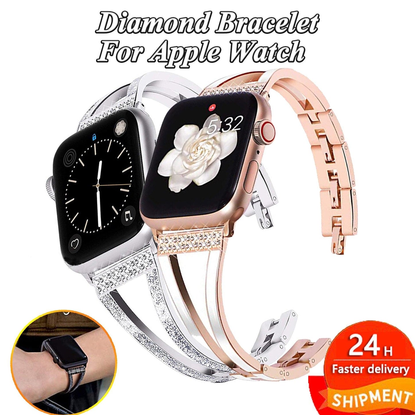 Diamond Apple Watch Band - arleathercraft