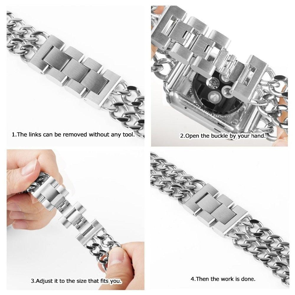 Stainless Steel Strap Apple Watch - arleathercraft