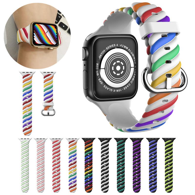 Rubber Rainbow Apple Watch Band - arleathercraft