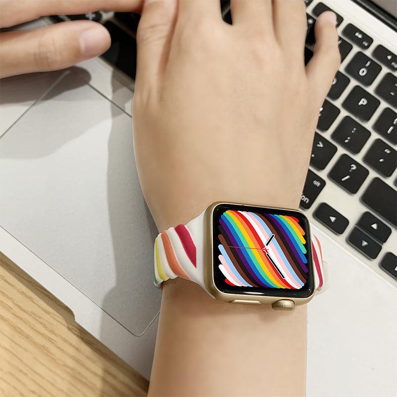 Rubber Rainbow Apple Watch Band - arleathercraft