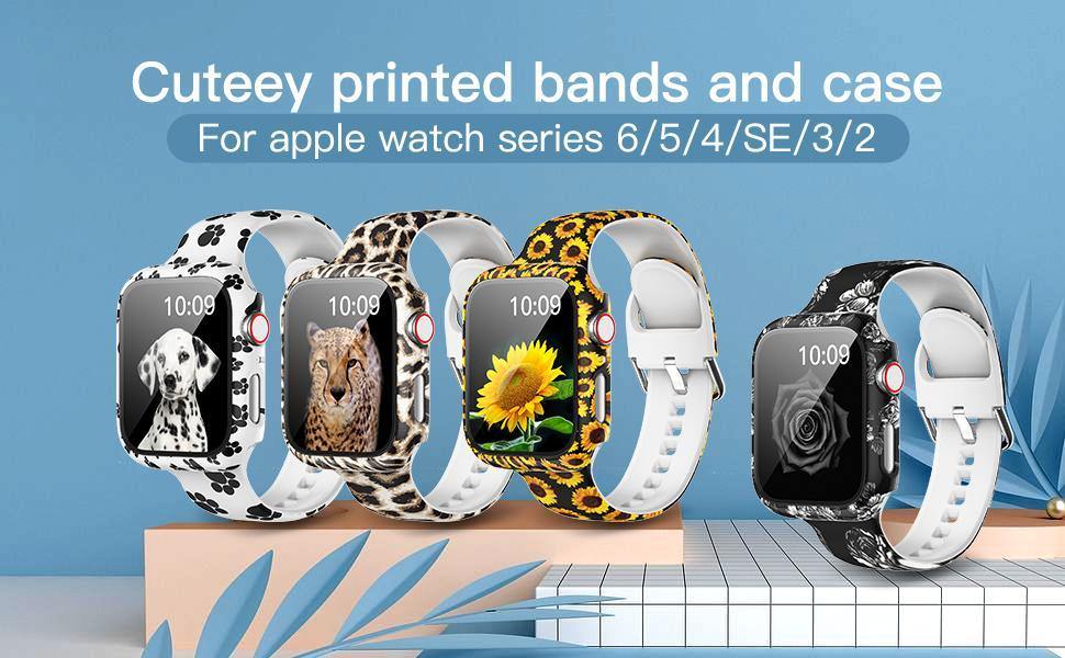 Floral Printed Pattern Apple Case+Band - arleathercraft
