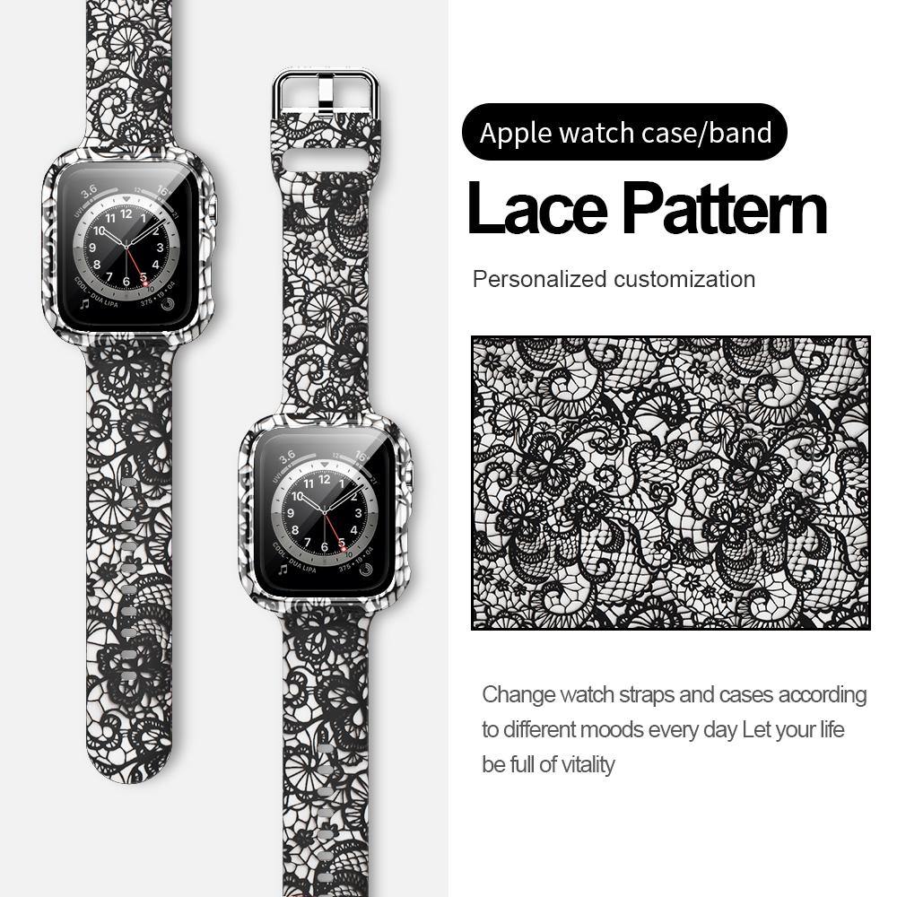 Floral Printed Pattern Apple Case+Band - arleathercraft