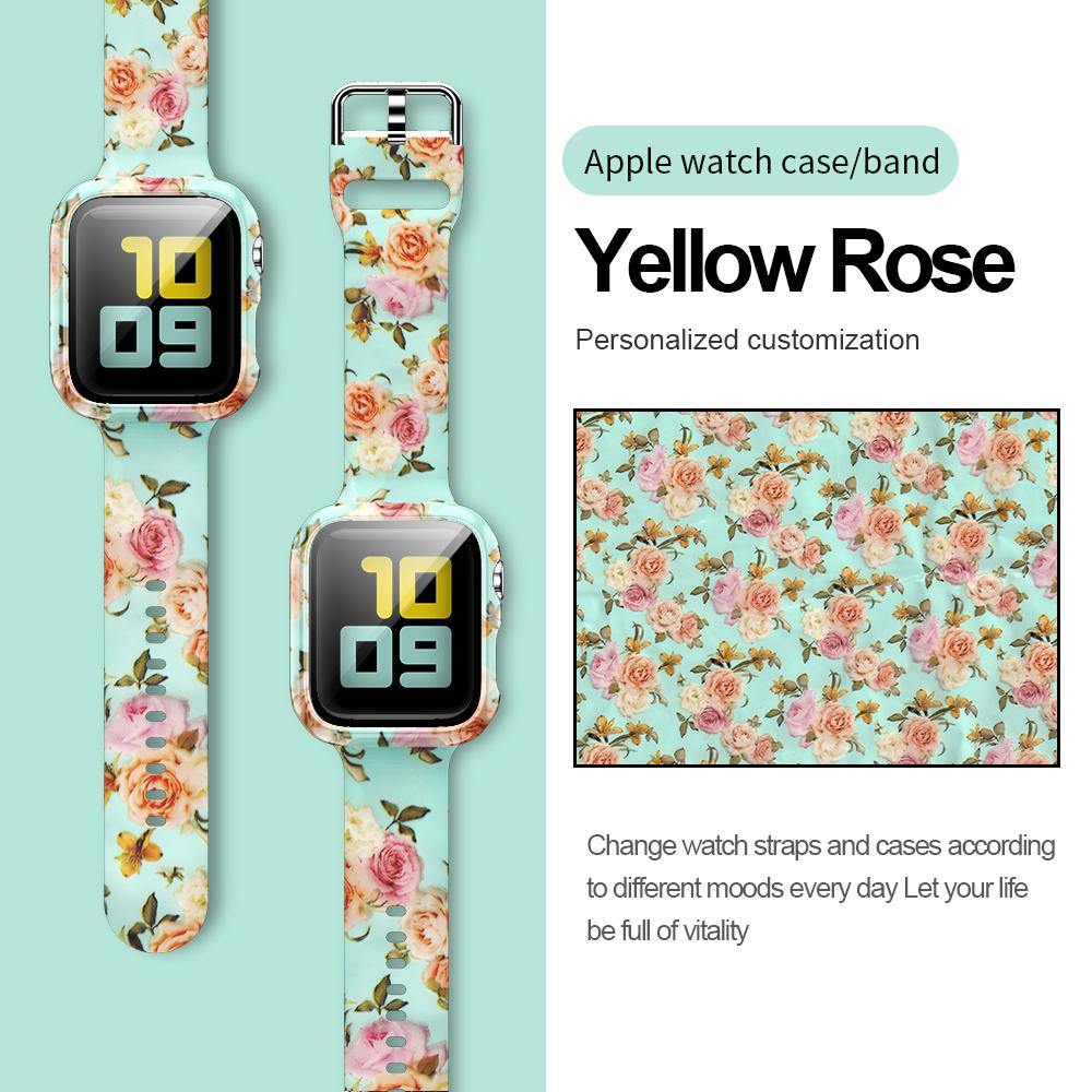Floral Printed Pattern Apple Case+Band - arleathercraft