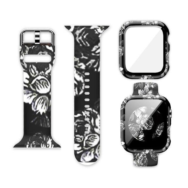 Floral Printed Pattern Apple Case+Band - arleathercraft