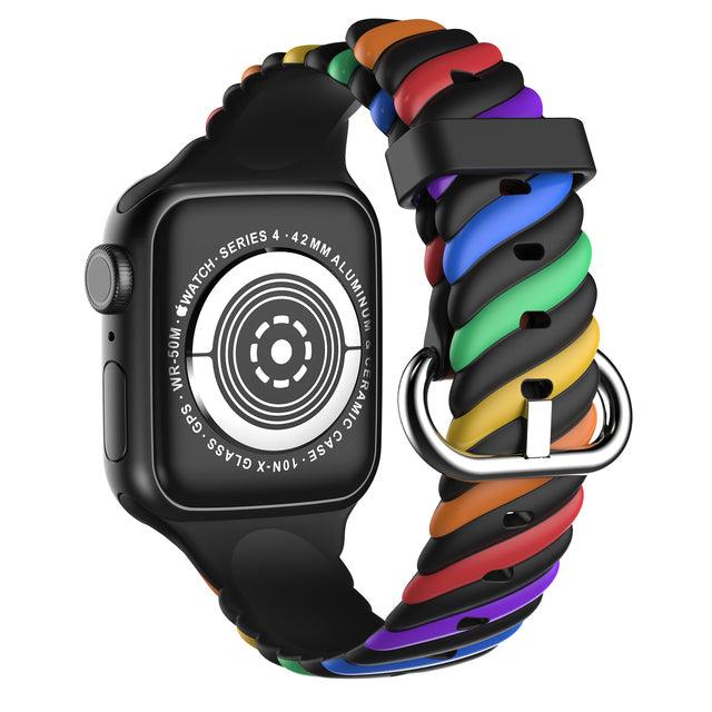 Rubber Rainbow Apple Watch Band - arleathercraft