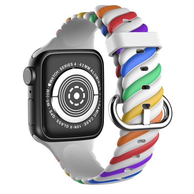 Rubber Rainbow Apple Watch Band - arleathercraft