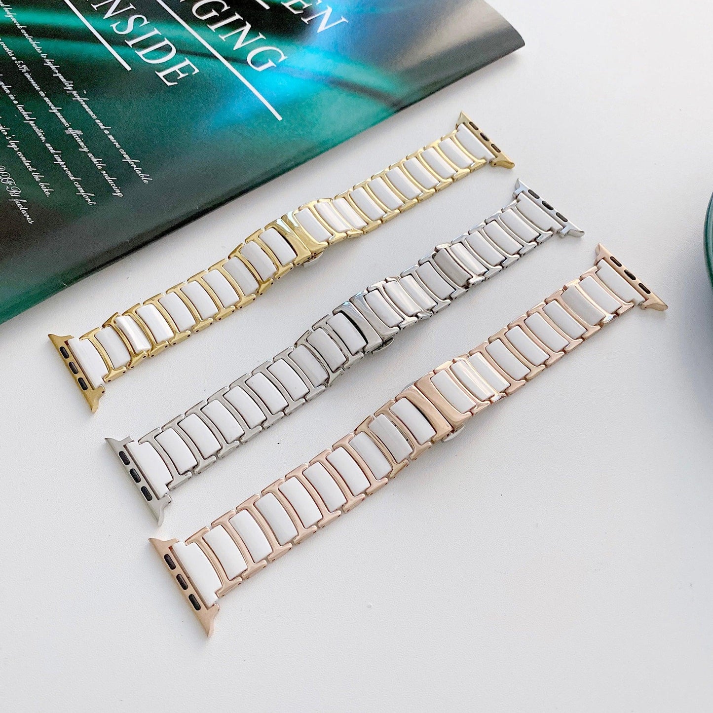 Ceramic Steel Apple Watch Band - arleathercraft