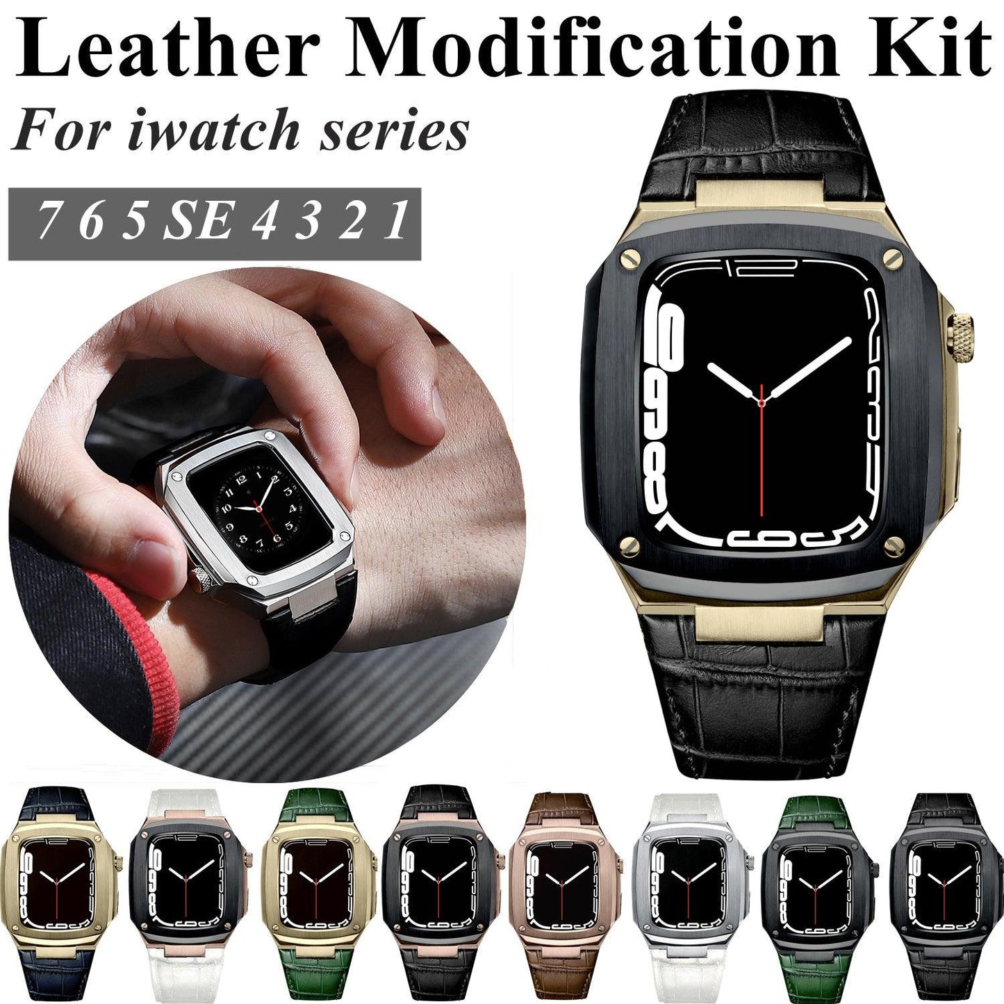 Stainless Steel Leather Apple Watch Strap - arleathercraft