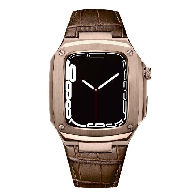 Stainless Steel Leather Apple Watch Strap - arleathercraft