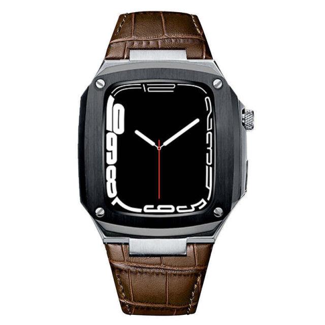 Stainless Steel Leather Apple Watch Strap - arleathercraft