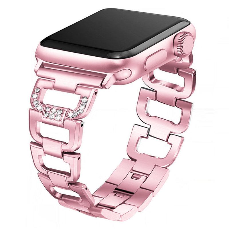 Stainless Steel Diamond Apple Watch Strap - arleathercraft