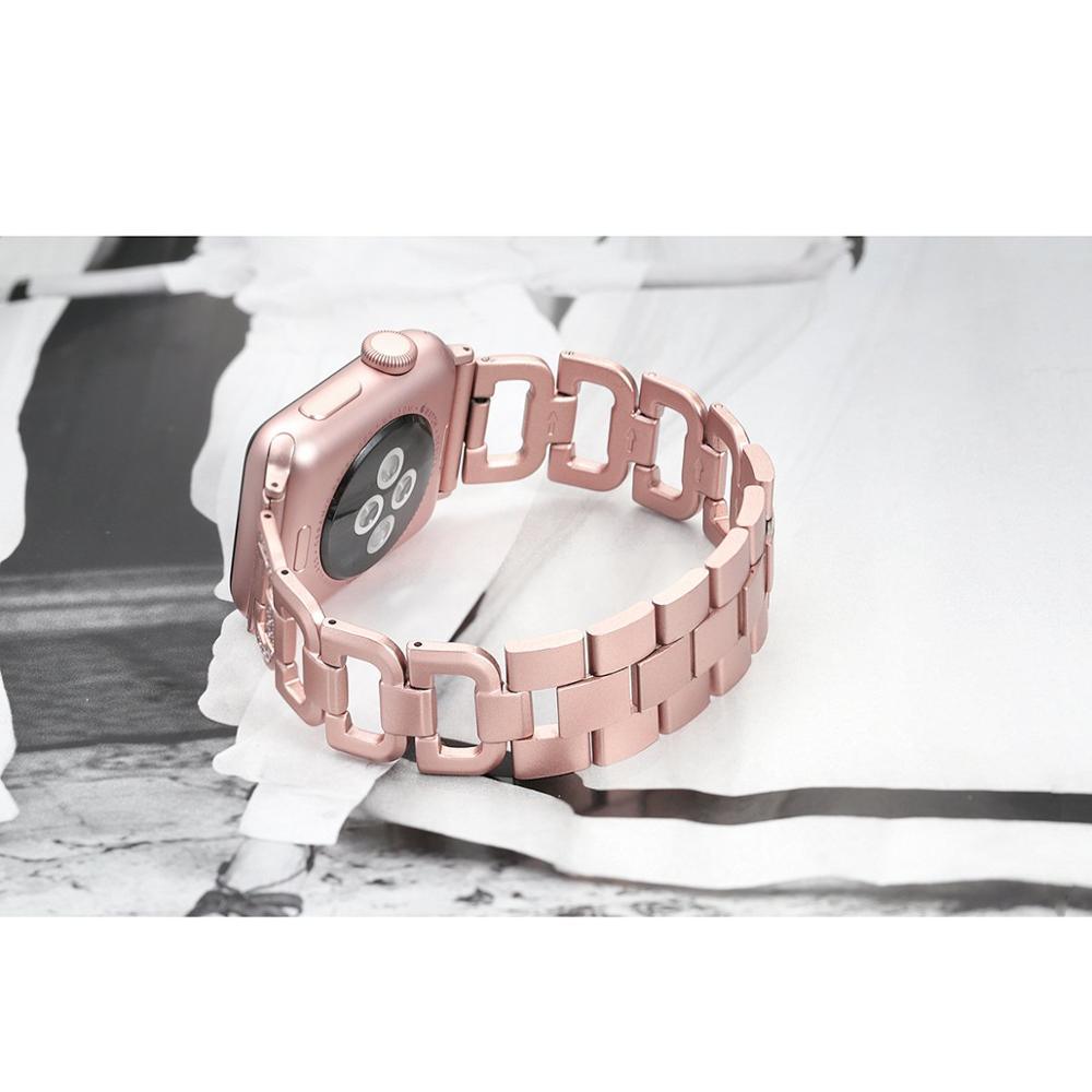 Stainless Steel Diamond Apple Watch Strap - arleathercraft