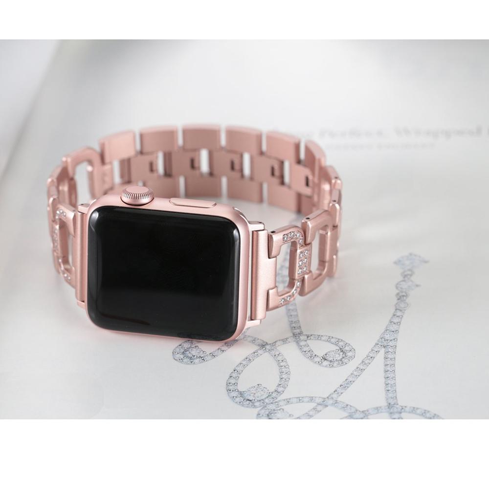 Stainless Steel Diamond Apple Watch Strap - arleathercraft