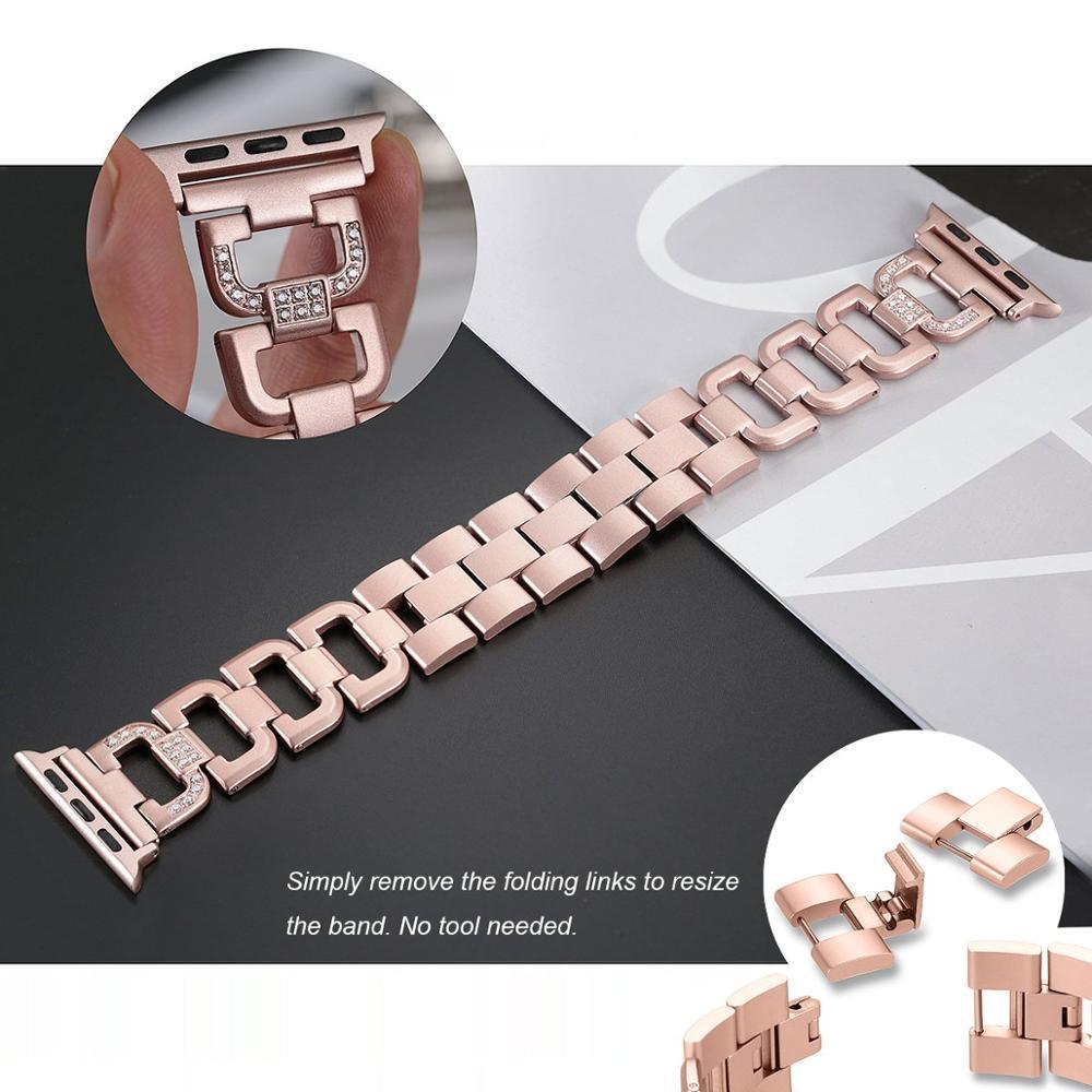 Stainless Steel Diamond Apple Watch Strap - arleathercraft