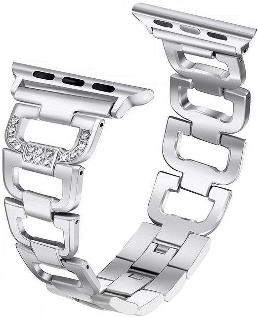 Stainless Steel Diamond Apple Watch Strap - arleathercraft